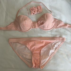 J. Crew Pink Seersucker Bikini Swimsuit